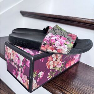 Gucci Black and Pink Floral Sandals purchased in April 2023
